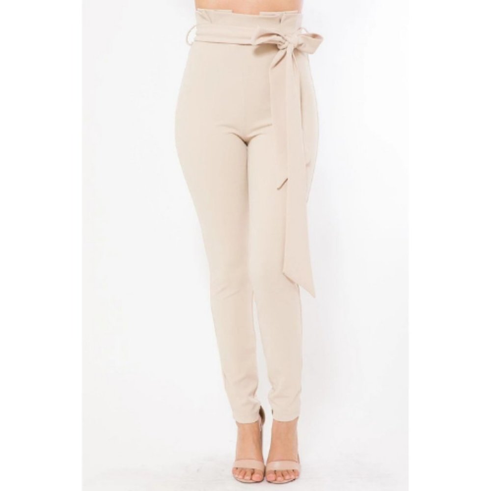 Women’s Beige High Waist Fashion Skinny Pants